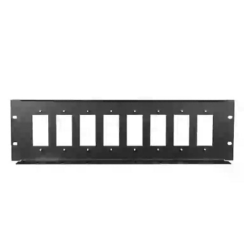 Lowell D8P-ID-3 Rack Panel for 8 Decorator Devices, Vertical Mount, 3U, Black