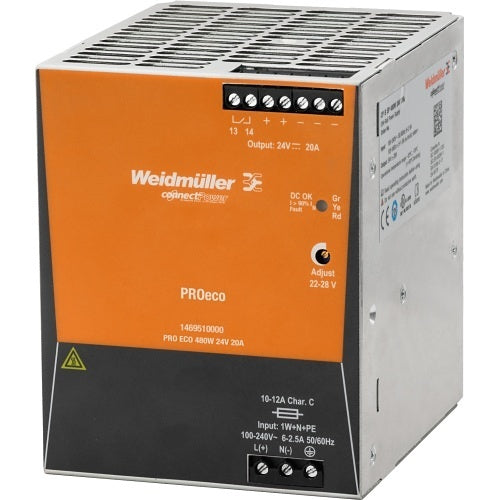 AXIS 01677-001 DIN PS24 Power Supply for PTZ, Positioning and Thermal Cameras, 480W