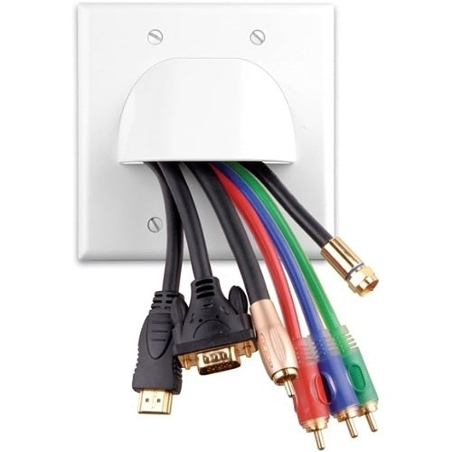 Vanco 120624X Dual Gang Reversible Bulk Cable Wall Plate, White