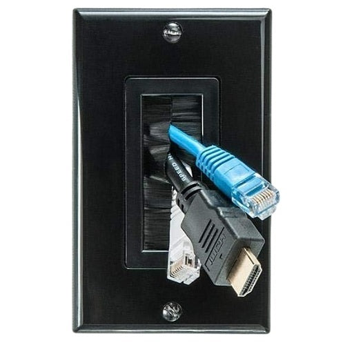 Vanco 120818X Decor Style Brush Bulk Cable Wall Plates, Single Gang, Black