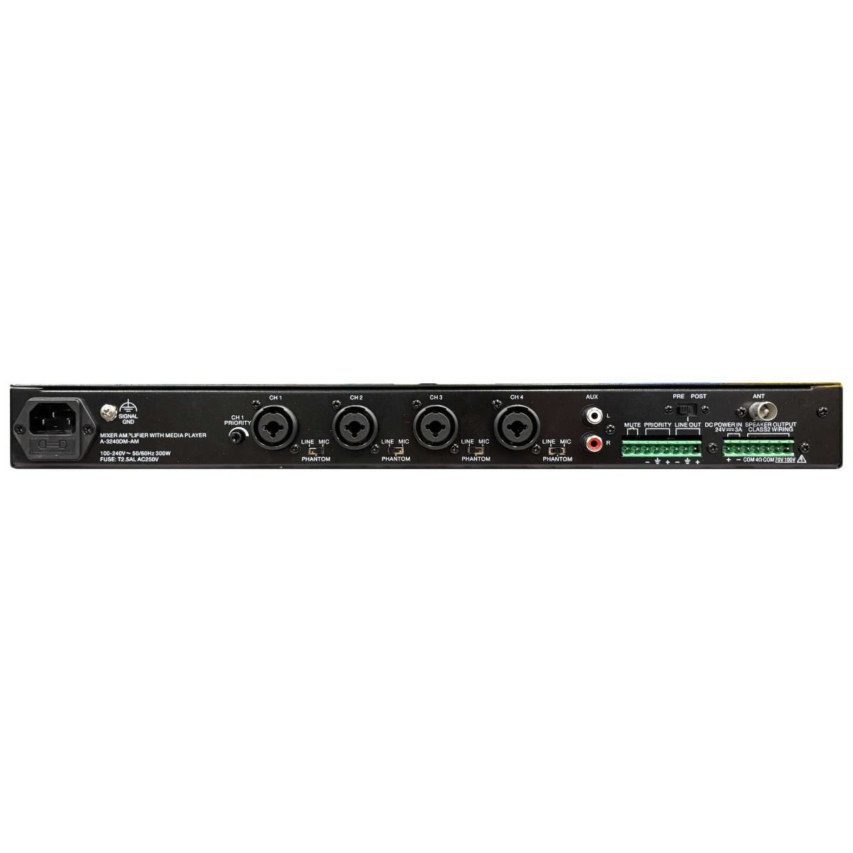 240W Mixer Amplifier, 4 ch IN, Mic/Lin, BT/USB/ FM