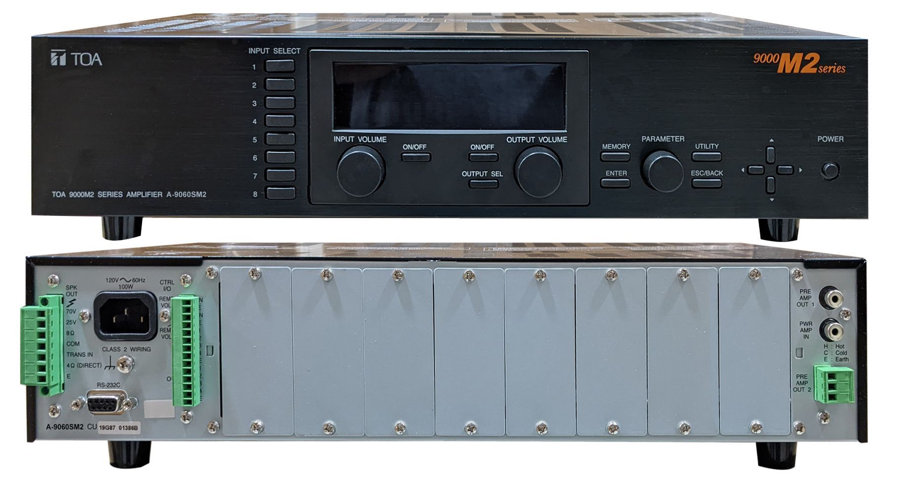 60W single channel mixer-matrix amp. max. 8 inputs 8 outputs