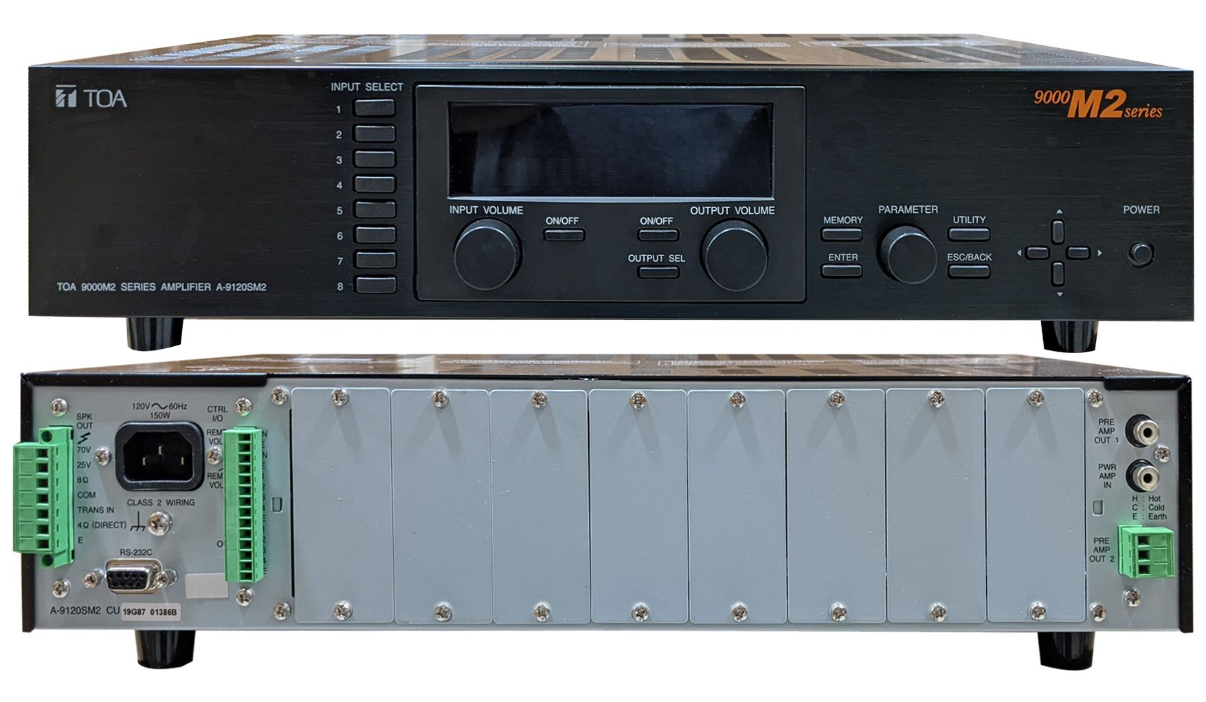 120W single channel mixer-matrix amp. max. 8 inputs 8 output