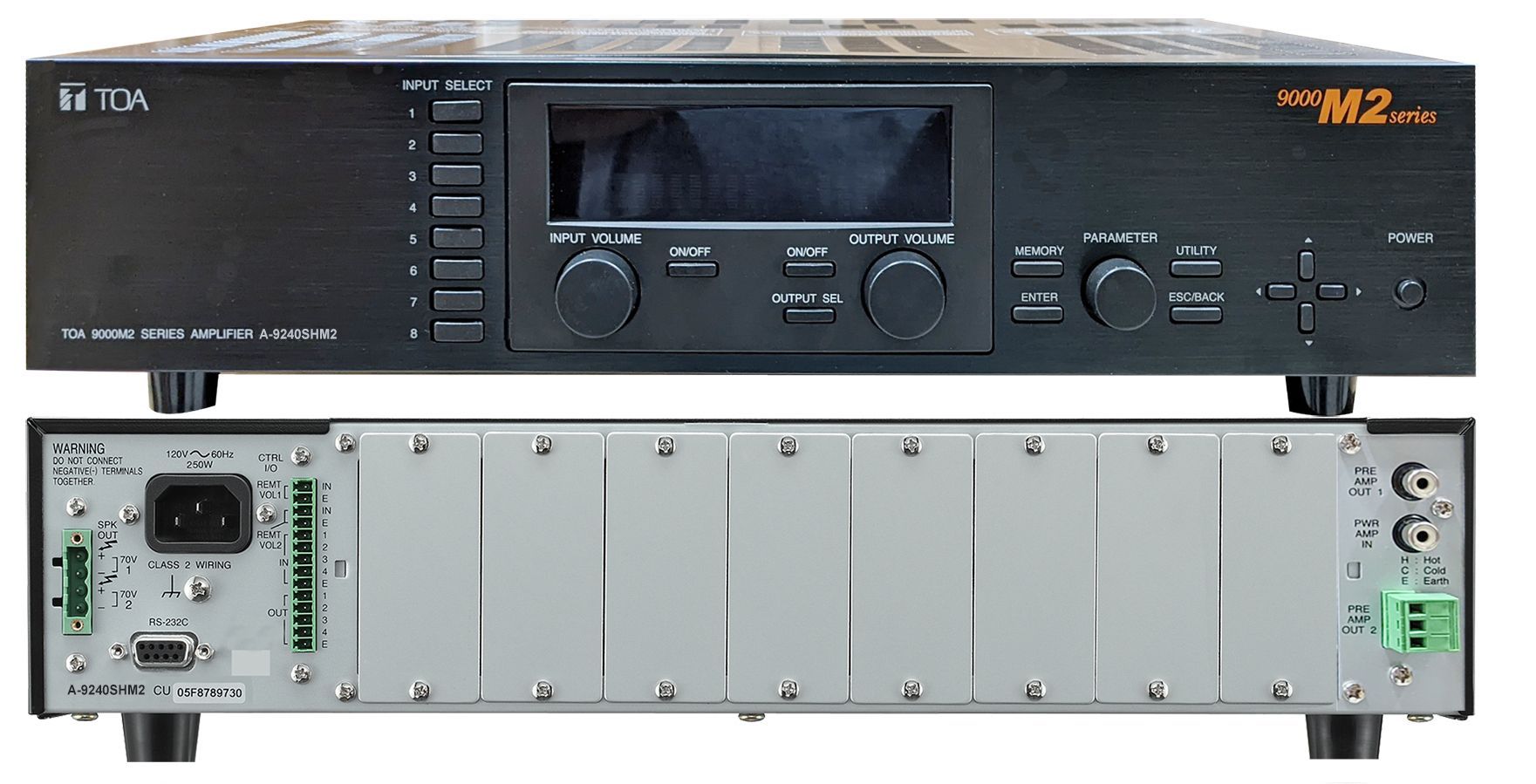240W single channel mixer-matrix amp. max. 8 inputs 8 output