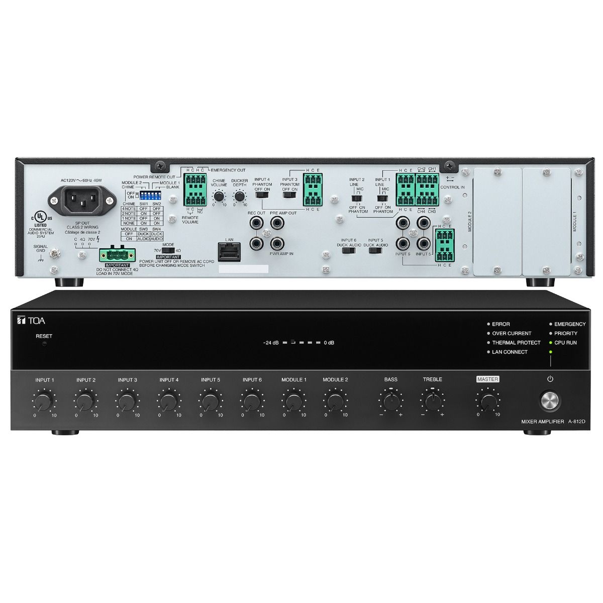 120W 6+2 input mixer-amplifer two module inputs MB-25B moun