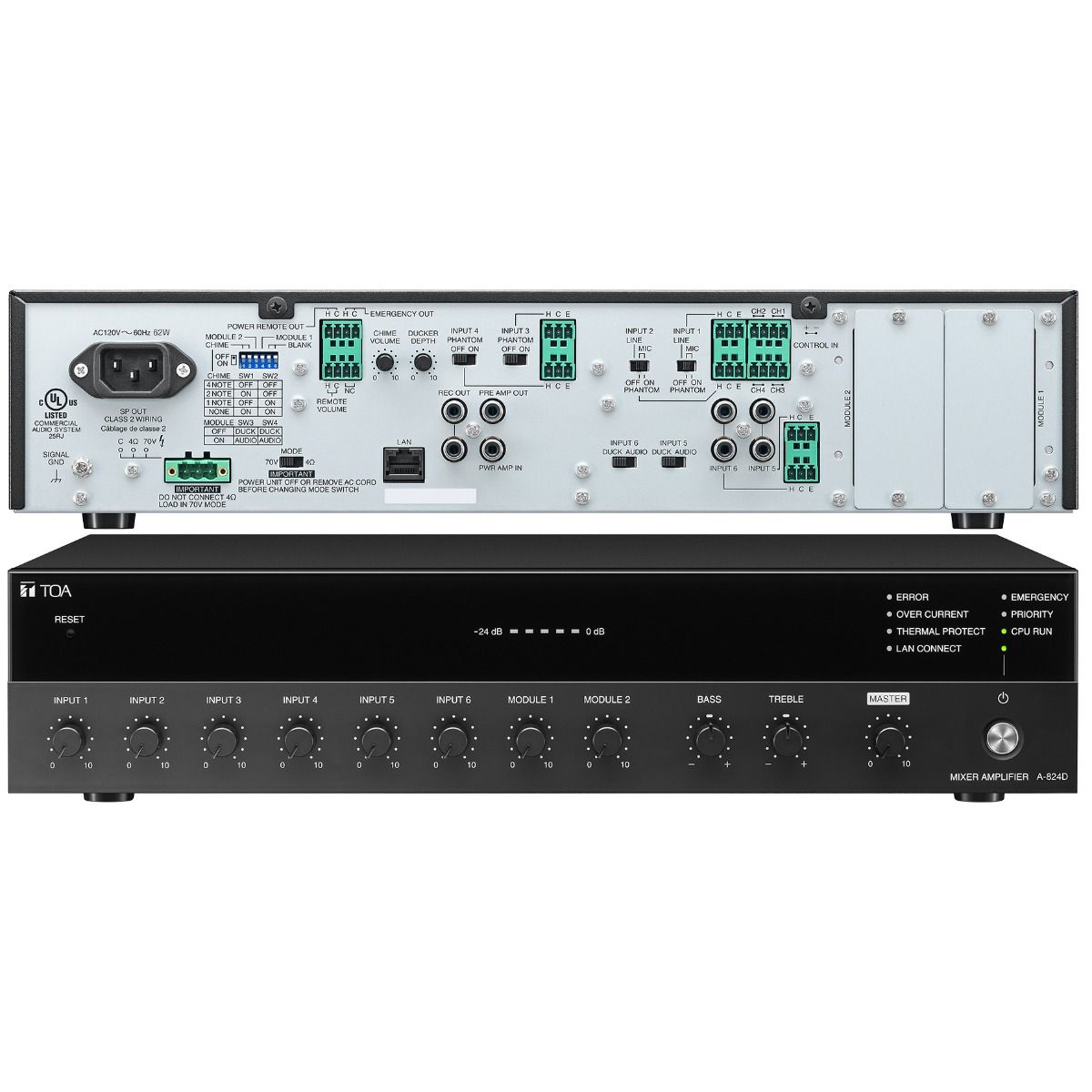 240W 7ch mixer-amplifer two module inputs MB-25B mounting br