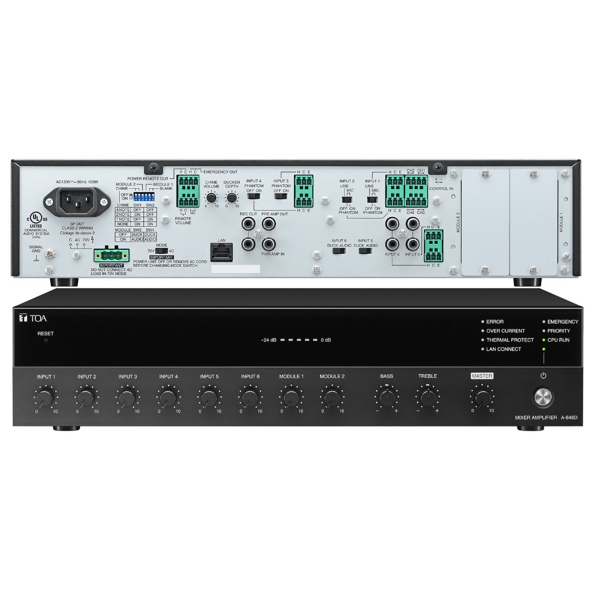 480W 7ch mixer-amplifer two module inputs MB-25B mounting br
