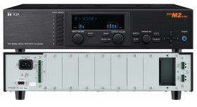 120W dual channel mixer-matrix amp. max. 8 inputs 8 outputs