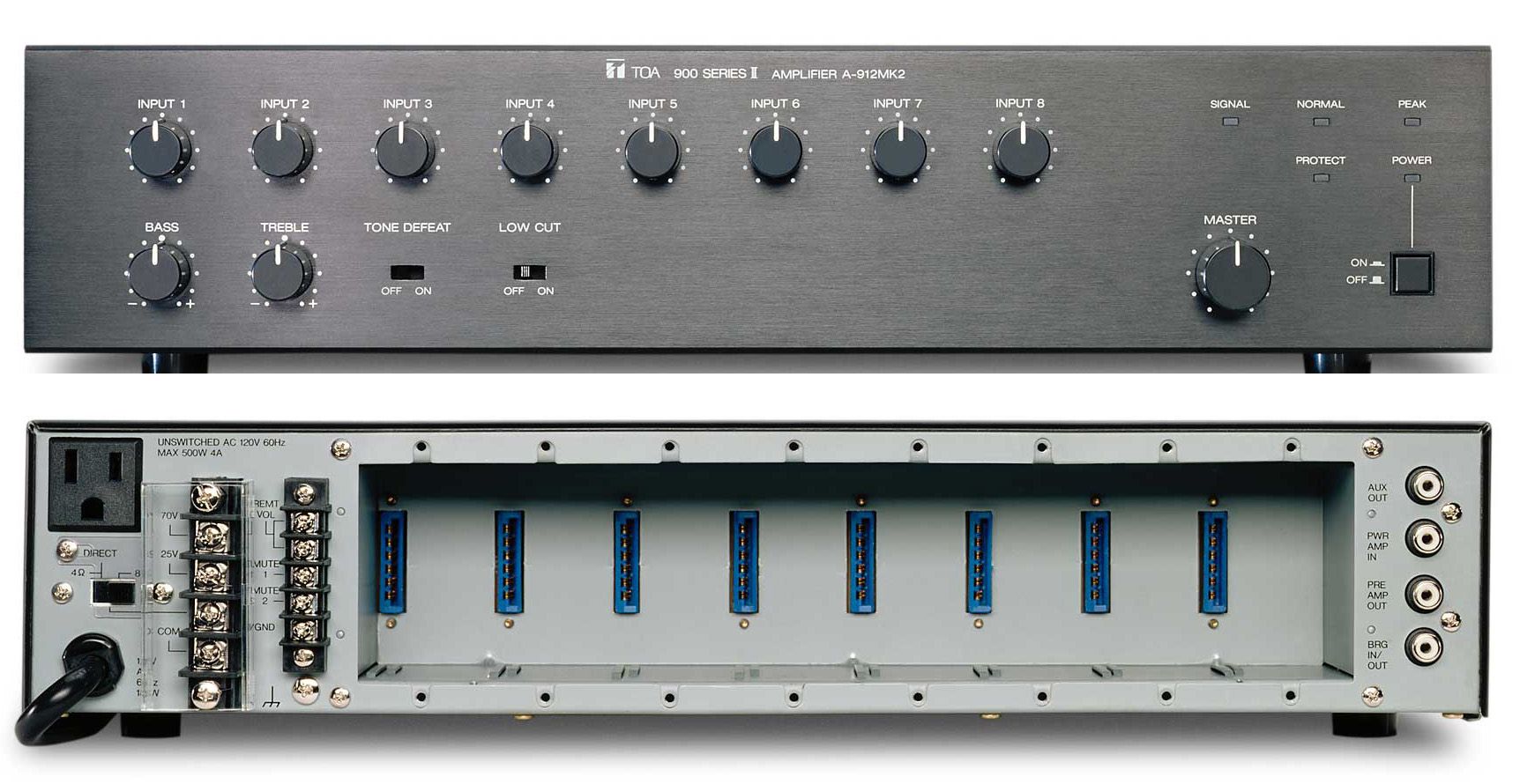 120W 8ch modular mixer-amplifier (Requires Modules)