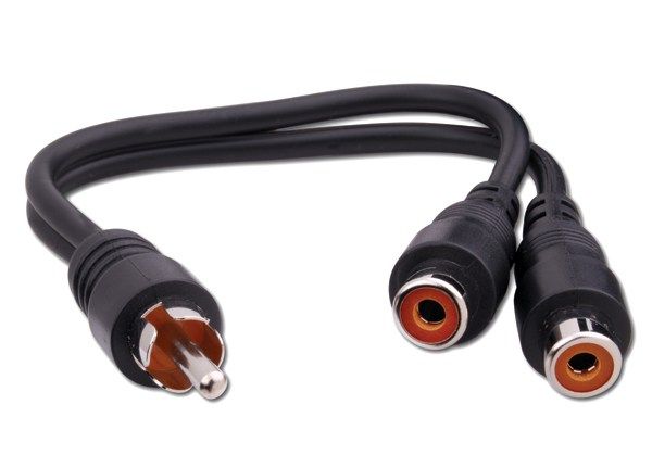 RCA Male Plug to 2-RCA Female Jacks Y Adapter   - 6 inch