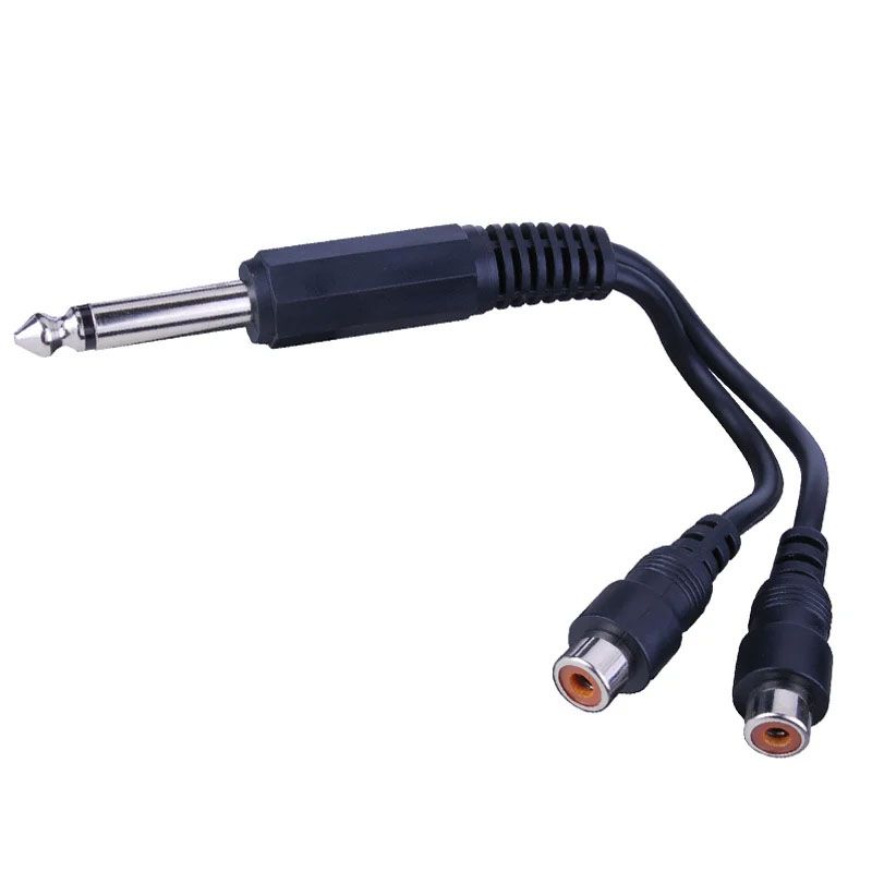 1/4in Mono Plug to 2-RCA Female Jacks Y-Adapter- 6 inch