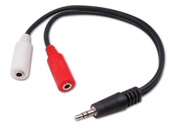 3.5mm Stereo Plug to 2-3.5mm Stereo JacksY-Adapter - 6 in