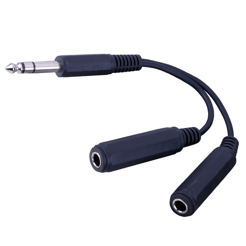 1/4in Mono Plug to 2-1/4in Mono Jacks Y-Adapter