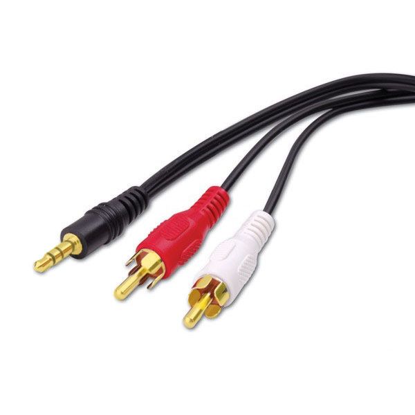 3.5mm Gold Stereo Plug to Dual RCA Plugs Y Adapter-  6 feet