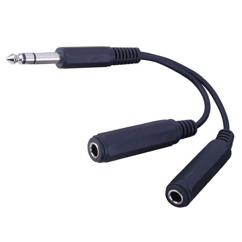 1/4in Stereo Plug to 2-1/4in Stereo Jacks Y Adapter