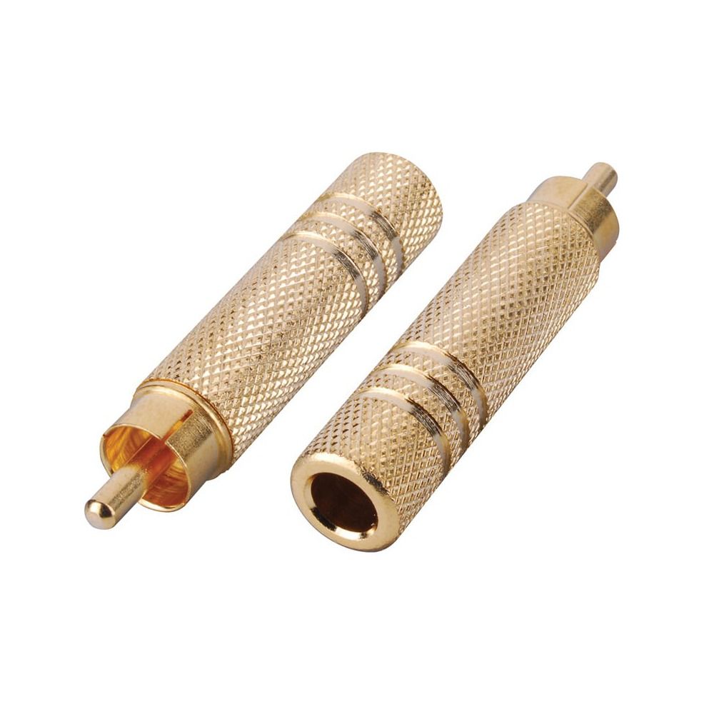 RCA Male Plug- 1/4inch Mono Jack Adapter- Gold