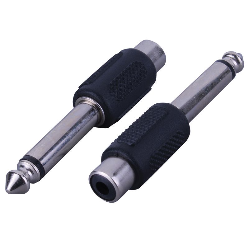 1/4in Mono Plug RCA Female Jack Adapter- Nickel