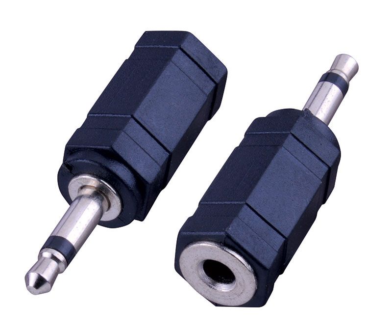3.5mm Mono Plug- 3.5mm Stereo Jack Adapter- Nickel