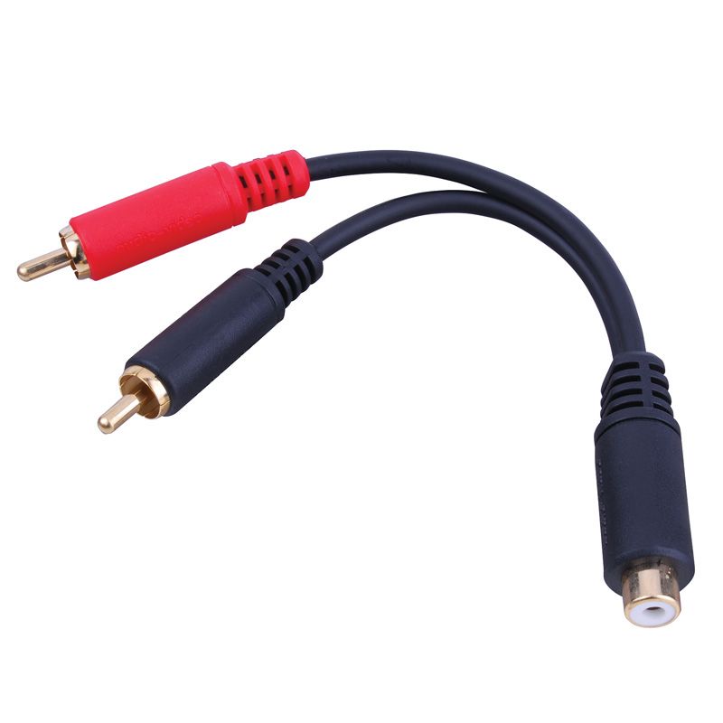 RCA Premium Gold Plated Y Adapters (1M - 2F), 6 in