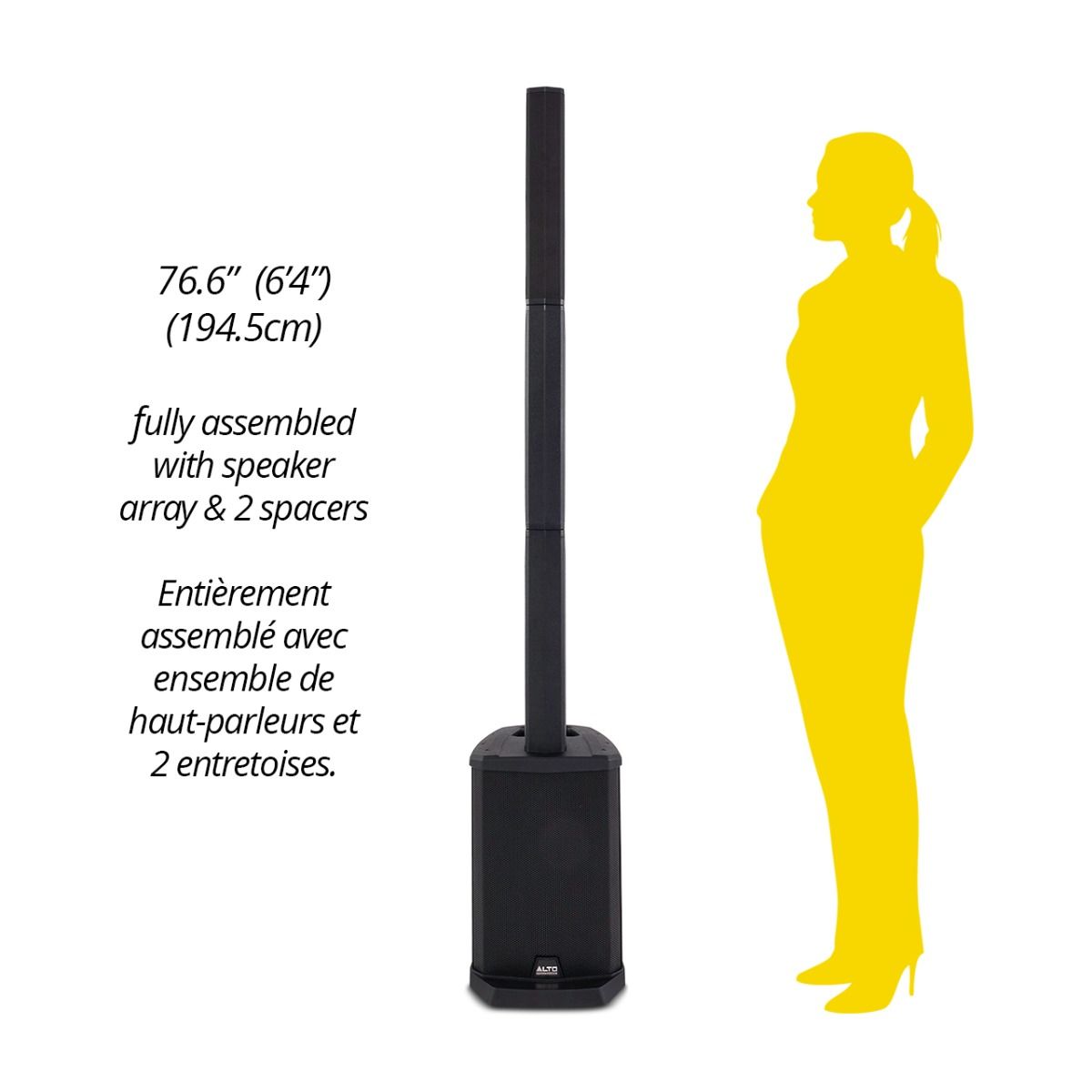 600w Portable Powered Column Array Spkr, 3ch Mix & BT