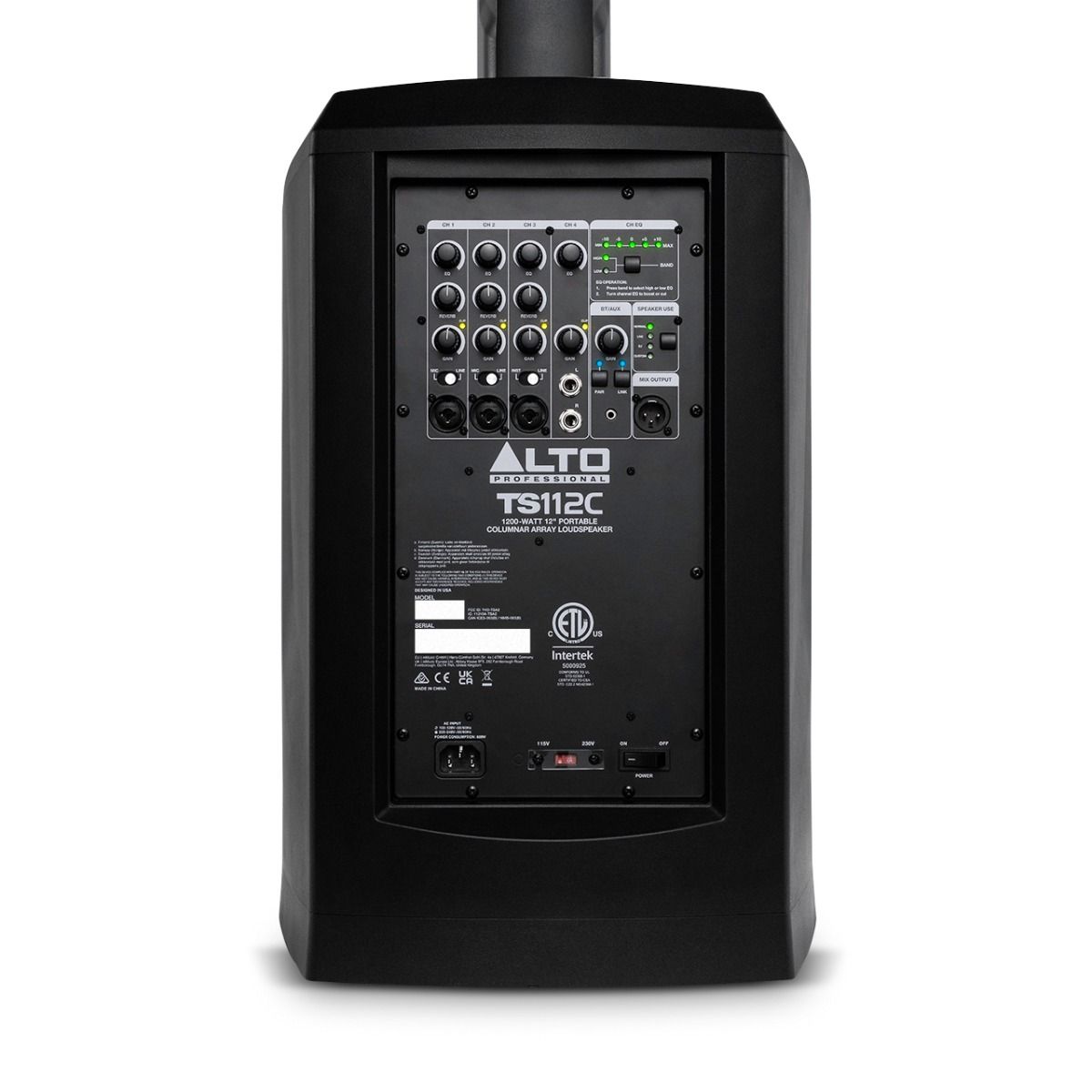 1200w Portable Powered Column Array Spkr, 5ch Mix & BT
