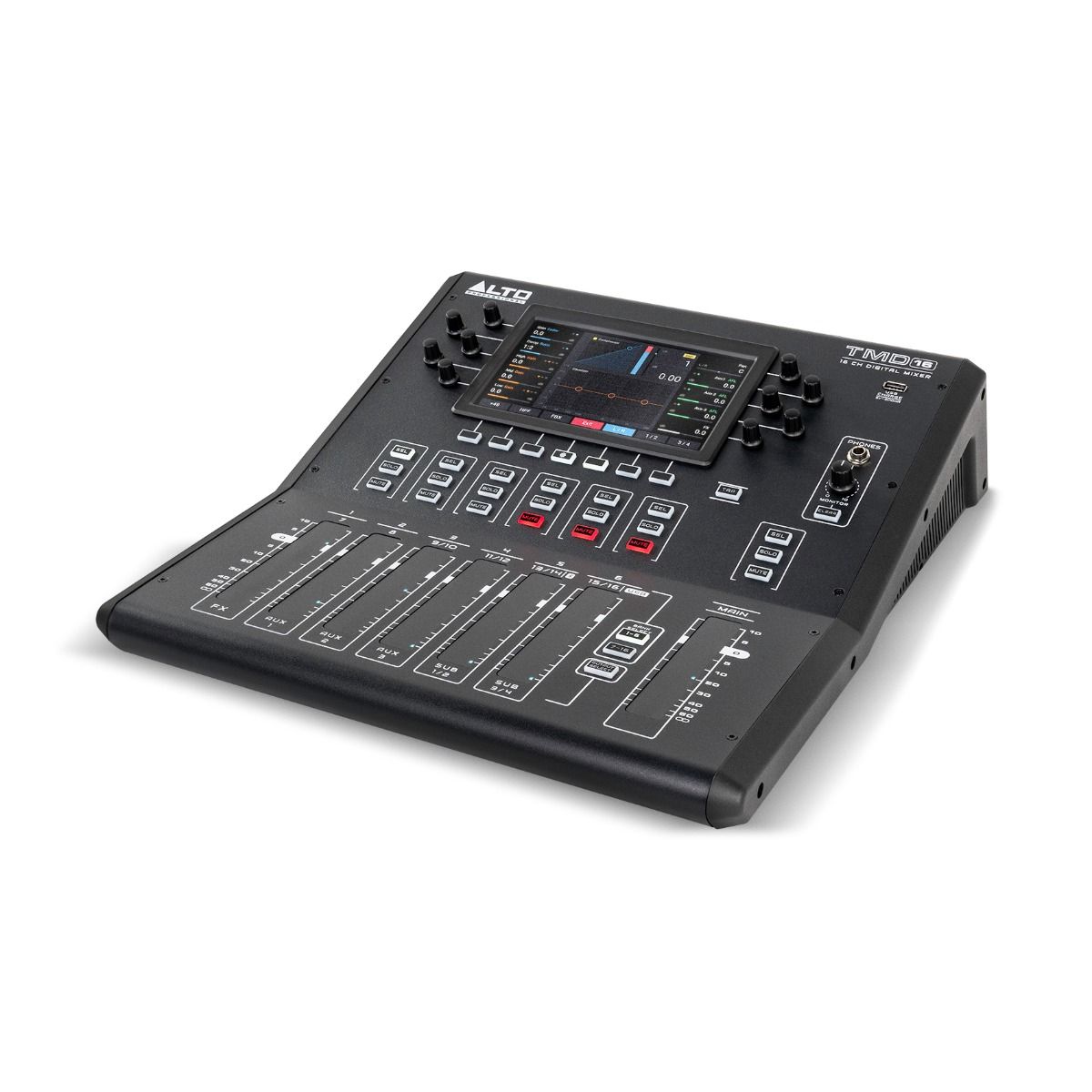 16ch Compact Digital Audio Mixer w- 7in Display & Touch ctrl