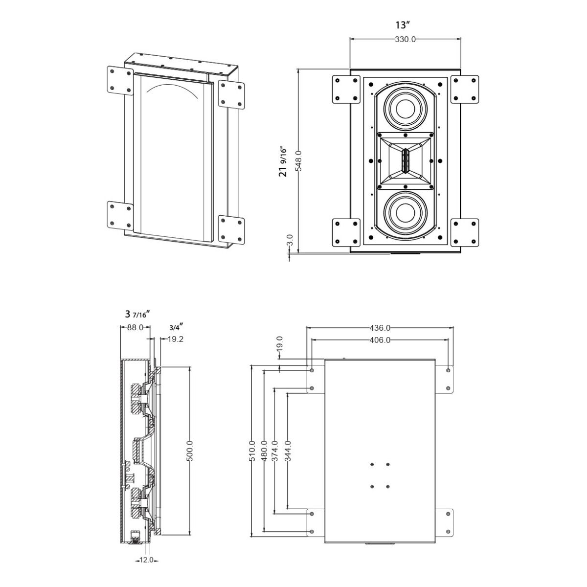 In-Wall LCR Front/Surround Ambisonic Marquee Theater Speaker