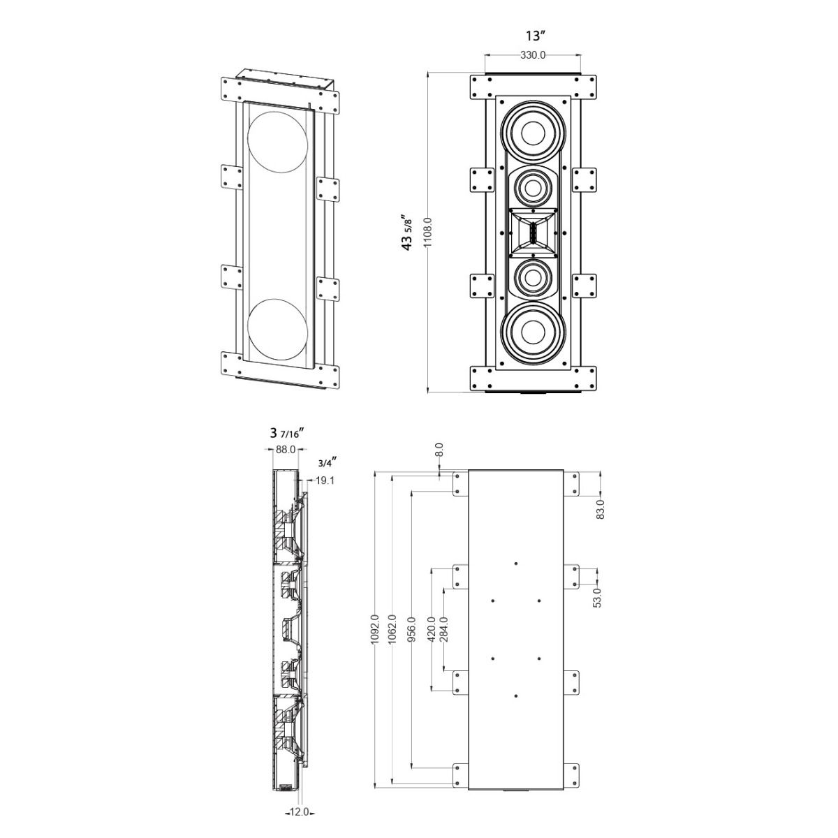 In-Wall LCR Front Ambisonic Marquee Theater Spkr -Full-Range