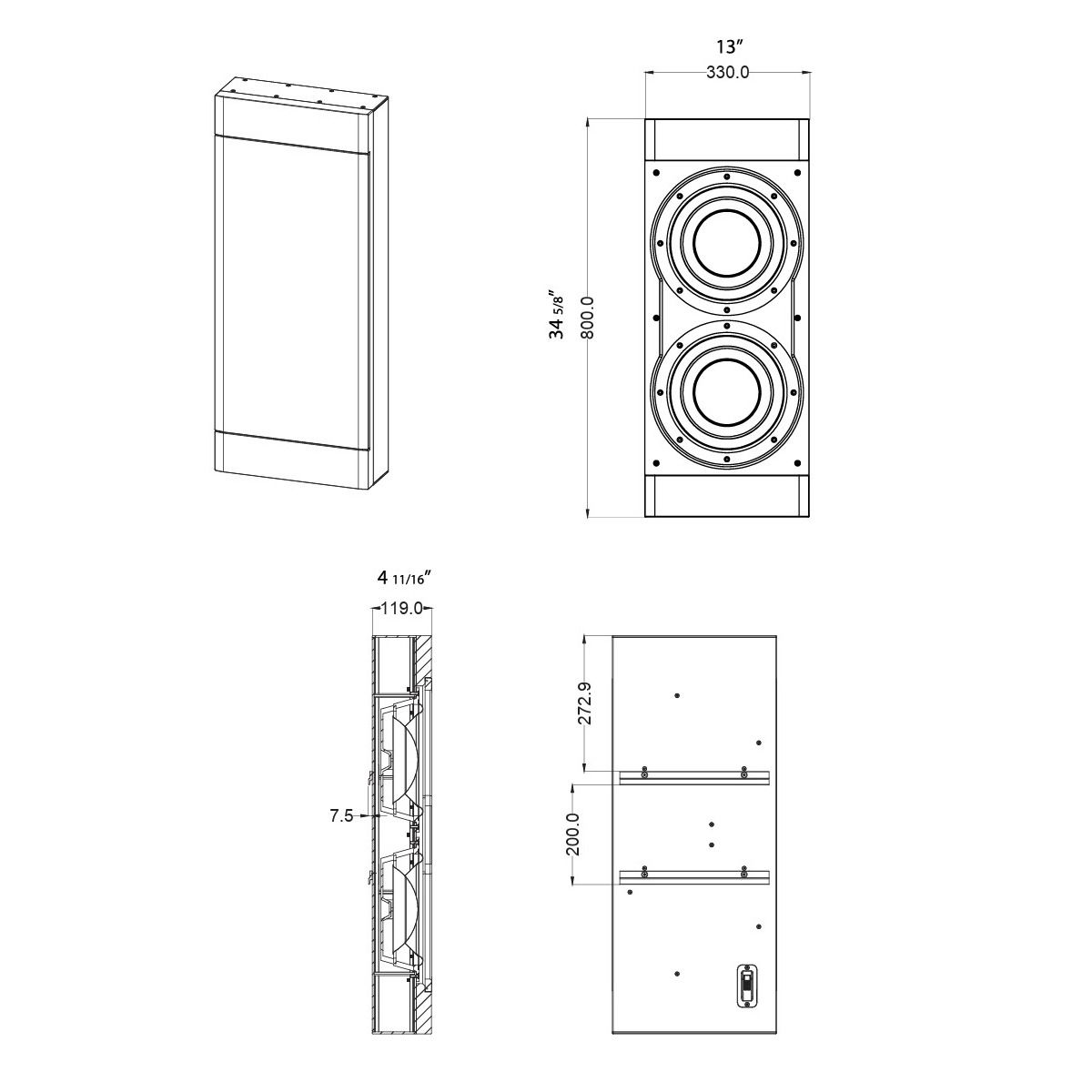 Marquee On-Wall Dual 10in Subwoofer