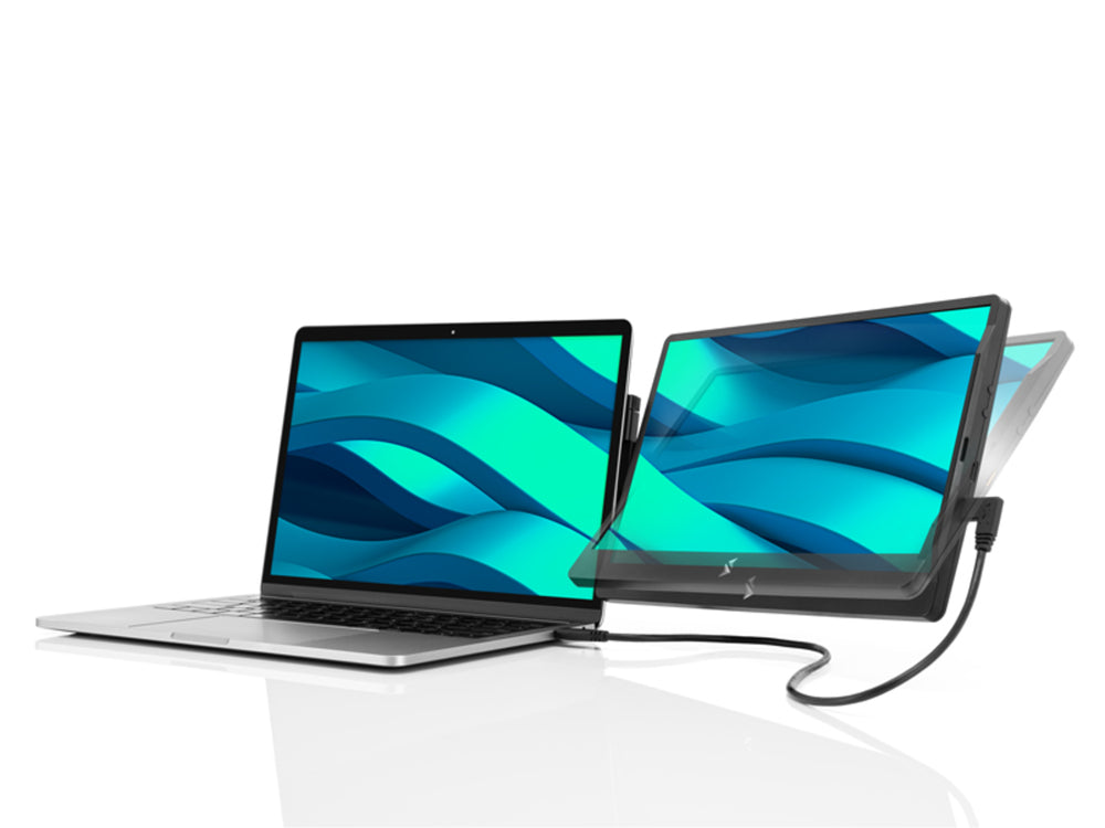 SideTrak Laptop Monitor 14in Swivel Portable Monitor Rotate 360 Deg Attach to Laptop Kickstand HDMI & USB-C Cables PC/MAC/Chrome BIL - Black
