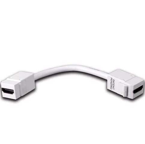 HDMI Keystone Insert with Pigtail- HDMI F to HDMI F & White