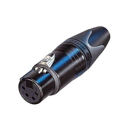 NEUTRIK NC4FXX-B 4-Pole Female Cable Connector with Black Metal Housing and Gold Contacts