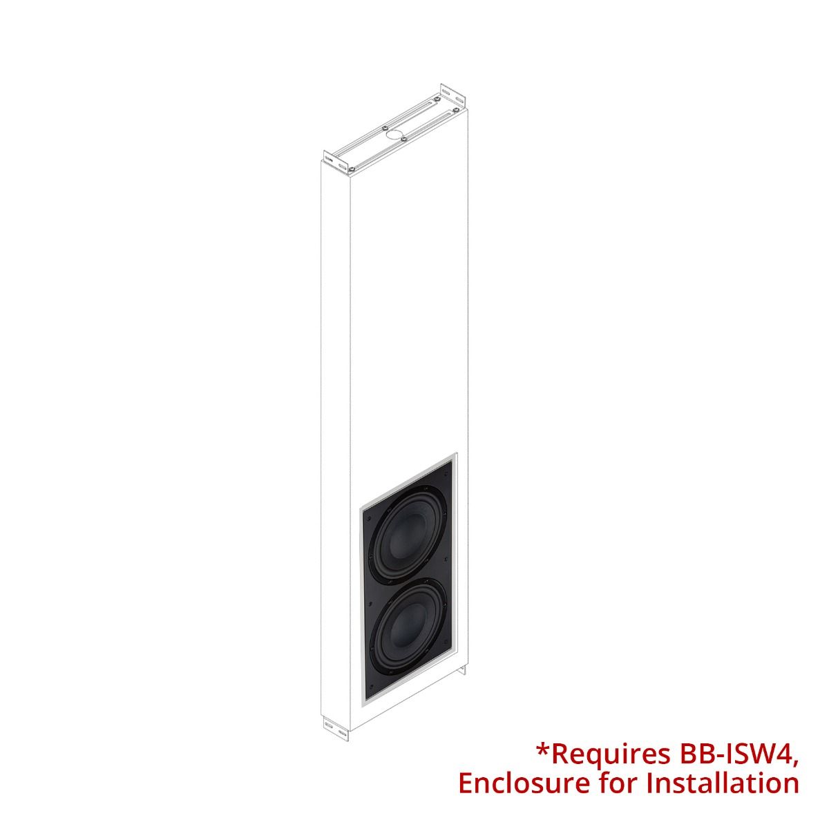 2x8in In-Wall Passive Sub-200w, Thin-Bezel, Req.BB-ISW4, EA