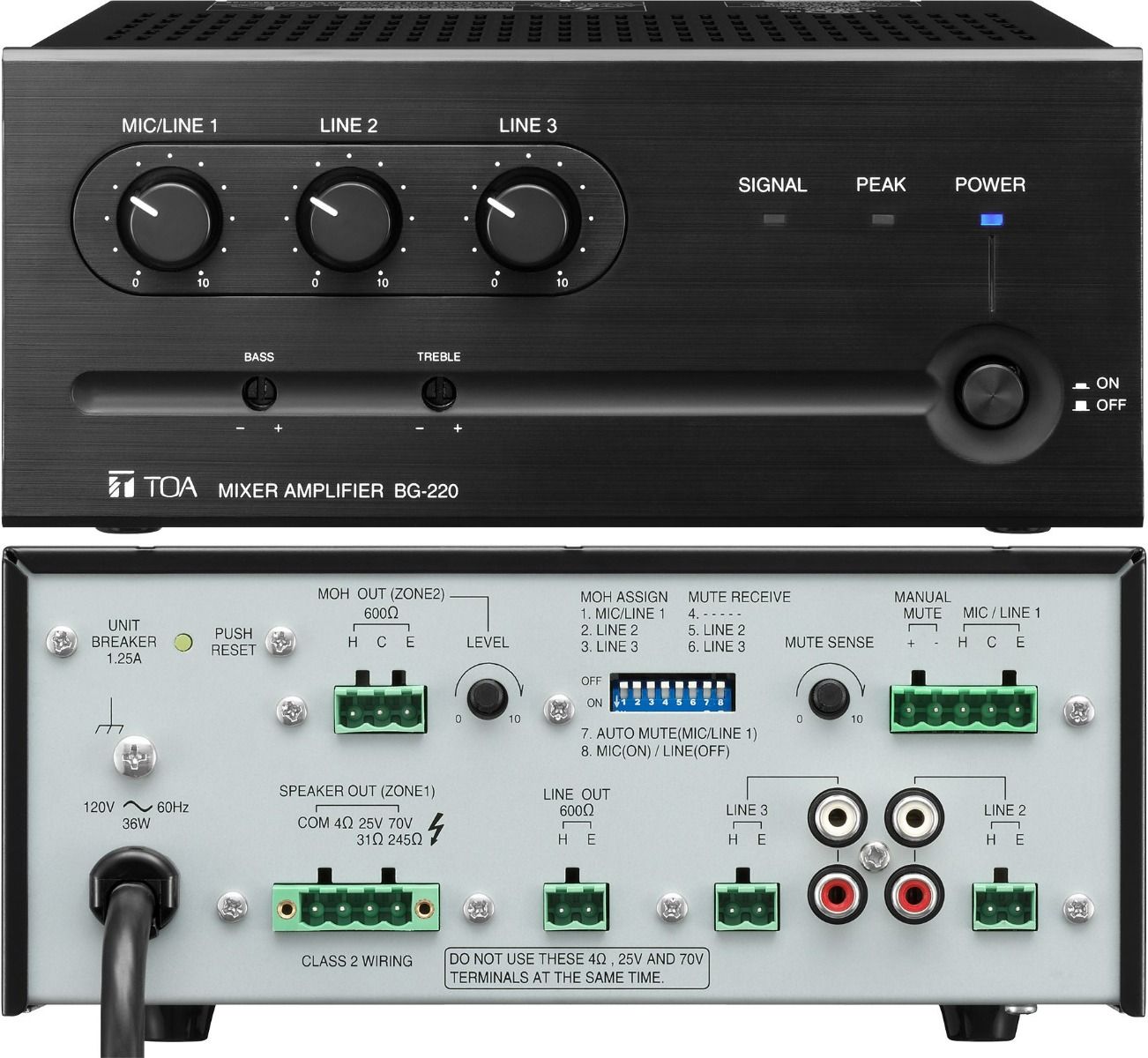20W 3 inputs mixer-amplifier one Mic Two line inputs MOH out