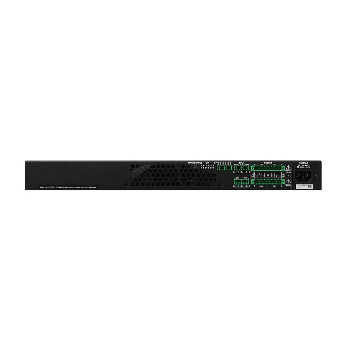 PowerZone 1004 - 4x250w Bal 4-input 8 Ohm-70v Amp, 1U-RK Inc