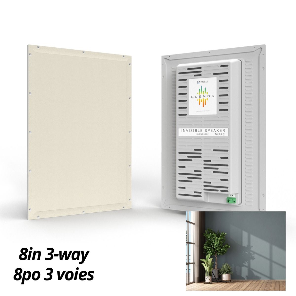 8in 3-way  Full Range, BLENDS Invisible Speaker