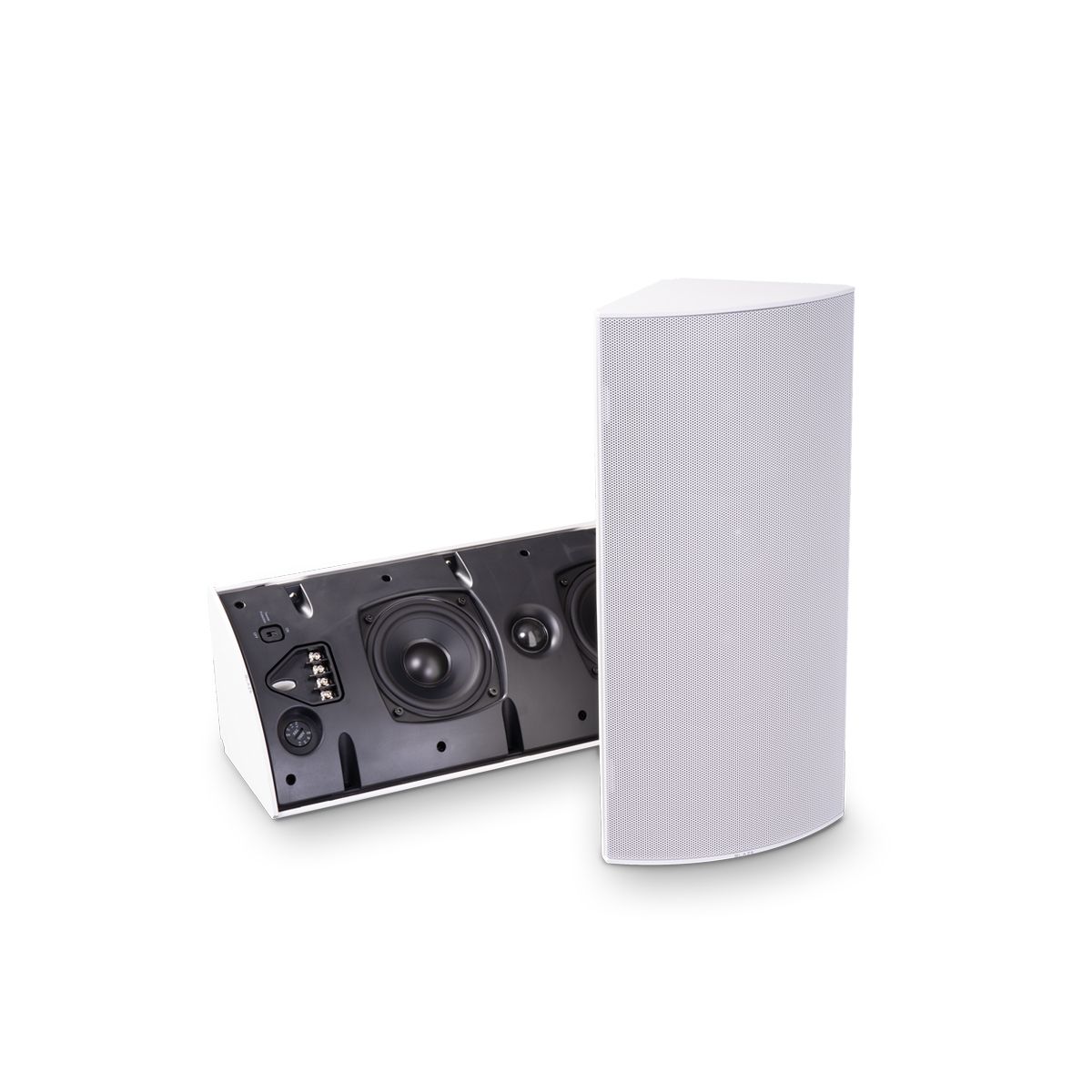 Corner Spkr, 4in+Rad, 70v/8Ohm, IP65, White, *MUST BUY 2*