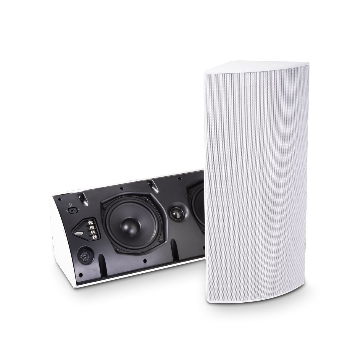 Corner Spkr, 5.25in+Rad, 70v/8Ohm, IP65, White, *MUST BUY 2*