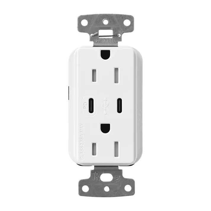 15A TAMPER RESISTANT RECEPTACLE W-2X USB-C - SATIN SNOW