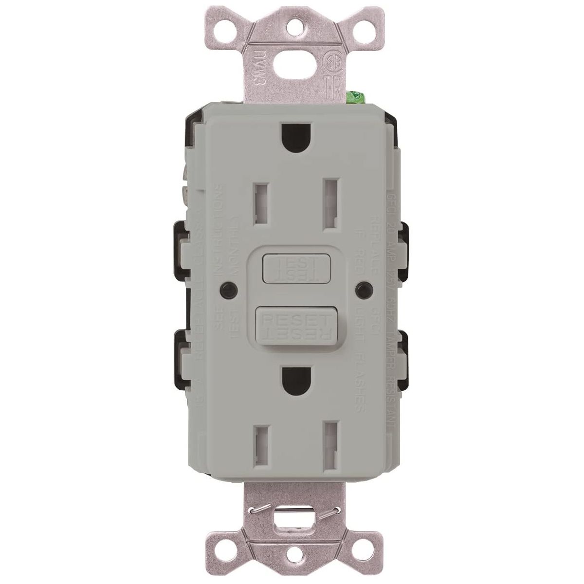 15A GFCI SELF TESTING AC RECEPTACLE - CLARO - GLOSS GRAY