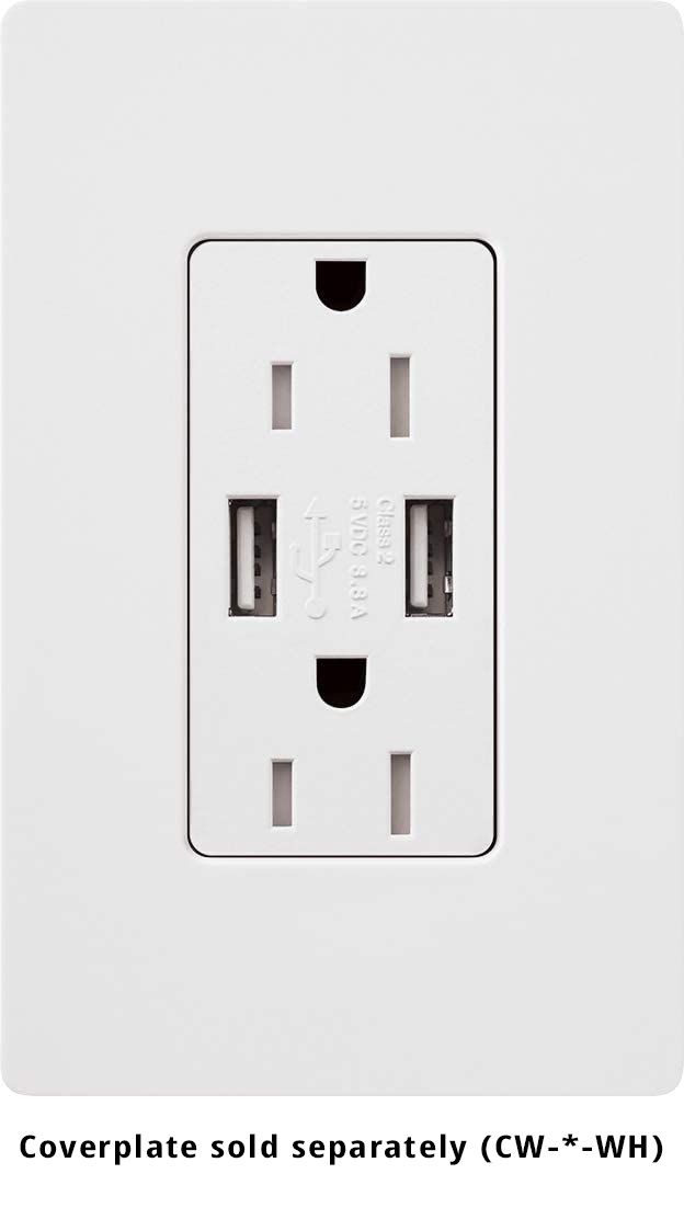 15A TAMPER RESISTANT RECEPTACLE W-USB - GLOSS WHITE