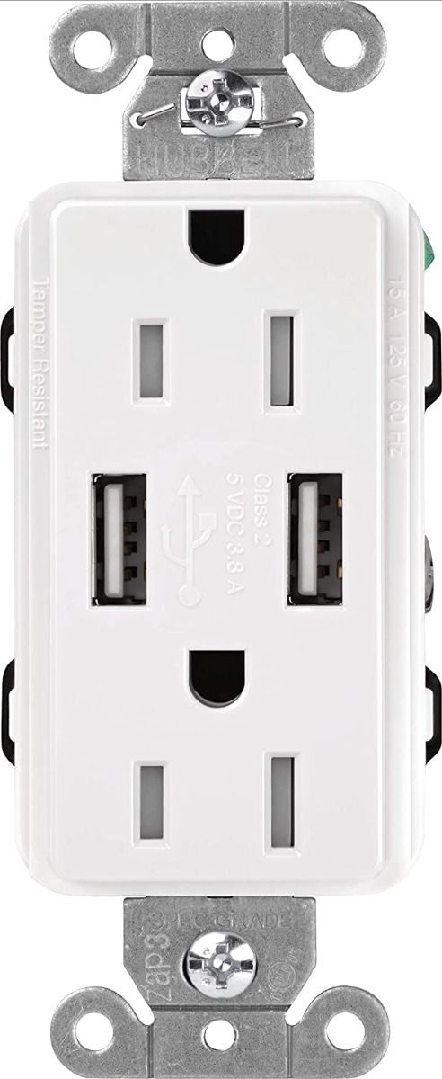 15A TAMPER RESISTANT RECEPTACLE W-2xUSB-A - SATIN SNOW