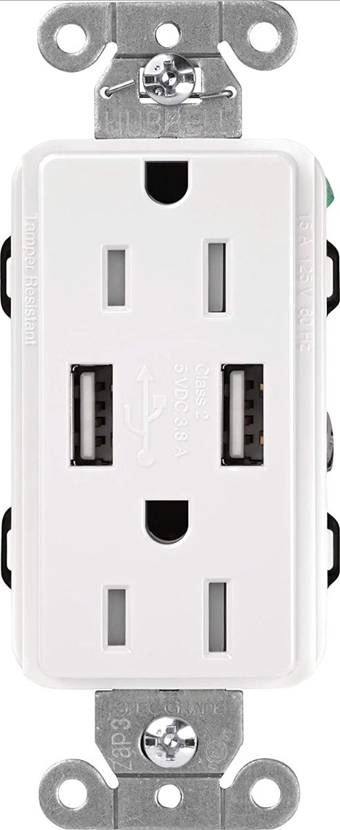 15A TAMPER RESISTANT RECEPTACLE W-USB - GLOSS WHITE