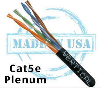 CAT5E Plenum 24AWG, 1000ft Pull Box, Black