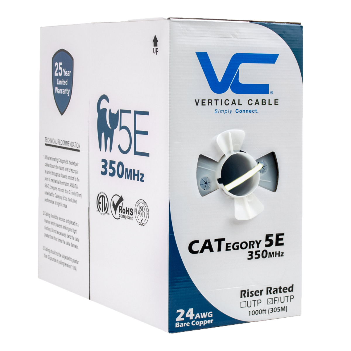 CAT-5e,  350MHz, Riser Rated 1000 FT Pull Box. - Gray