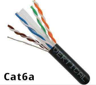 CAT6A Unshielded (UTP) Riser Rated (CMR) Black 1000\' Spool