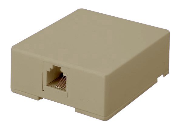Surface Mount Jack - Single Jack Type: 4-Cond Ivory