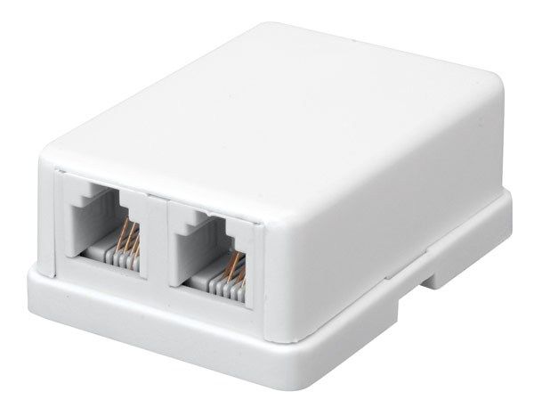 Surface Mount Jack - Dual Jack Type: 4-Cond, WHT