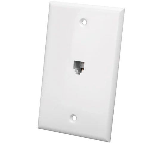 Color Mate RJ11 Single Flush Wall Plate, White