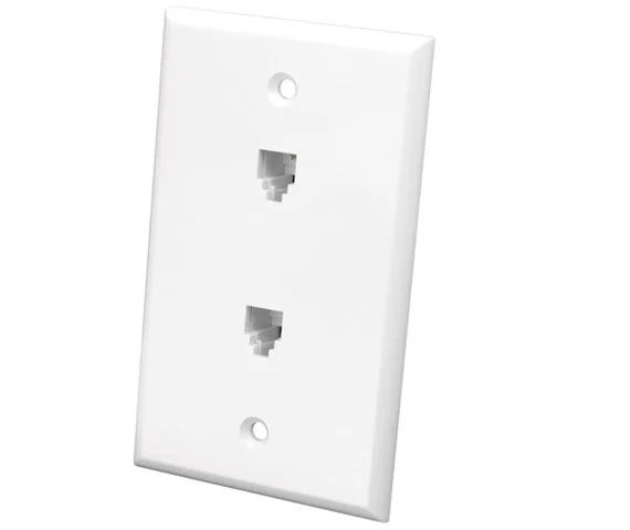 Color Mate RJ11 Dual Flush Wall Plate, White